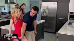 Play Petite Blonde Teen Secretly Jerks Off Her Rough-Playing Step-Brother during Family Dinner